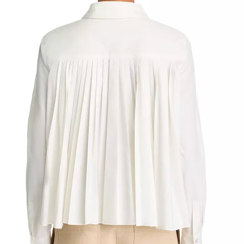 NWT- Derek Lam 10 Crosby size M White cropped crisp shirt with pleated back